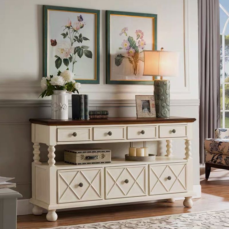 Industrial Accent Chest with Drawers and 1 Shelf in Rubberwood