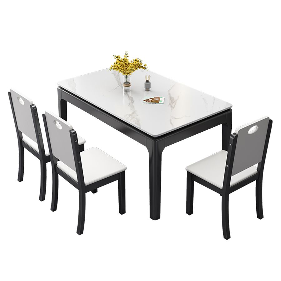 Stone Dining Room Collection Midcentury Style Rectangle 4 Legs Dining Table for Home