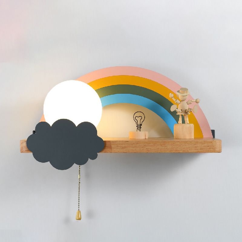 Modern Style Wooden Wall Light Fixture Creative Wall Light Sconce for Child's Room