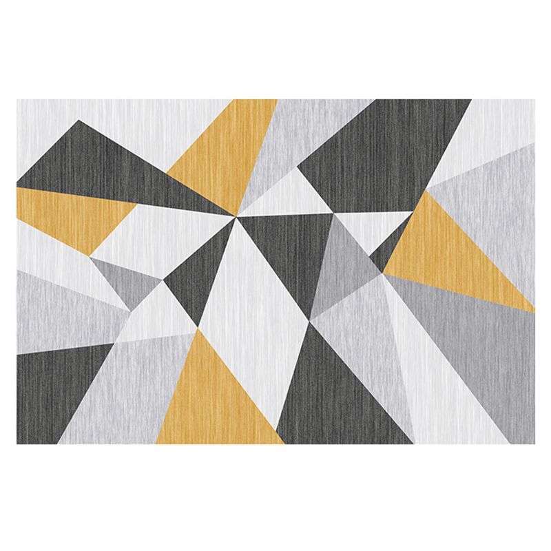 Simple Geo Printed Rug Multi Color Polyster Area Carpet Non-Slip Backing Pet Friendly Washable Indoor Rug for Parlor