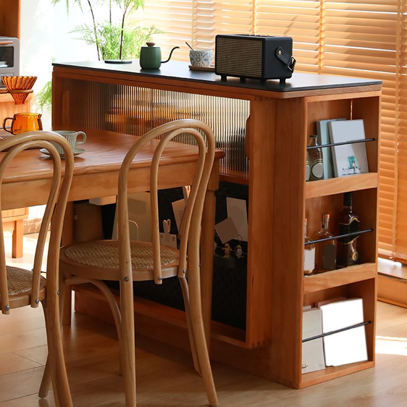 Solid Wood Kitchen Island Table Modern Style Rectangle with 4 Drawers