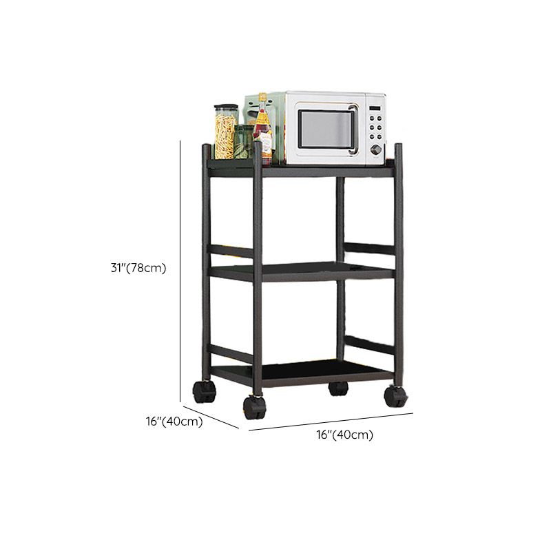 Modern Dining Room Prep Table Black Kitchen Trolley with Locking Wheels