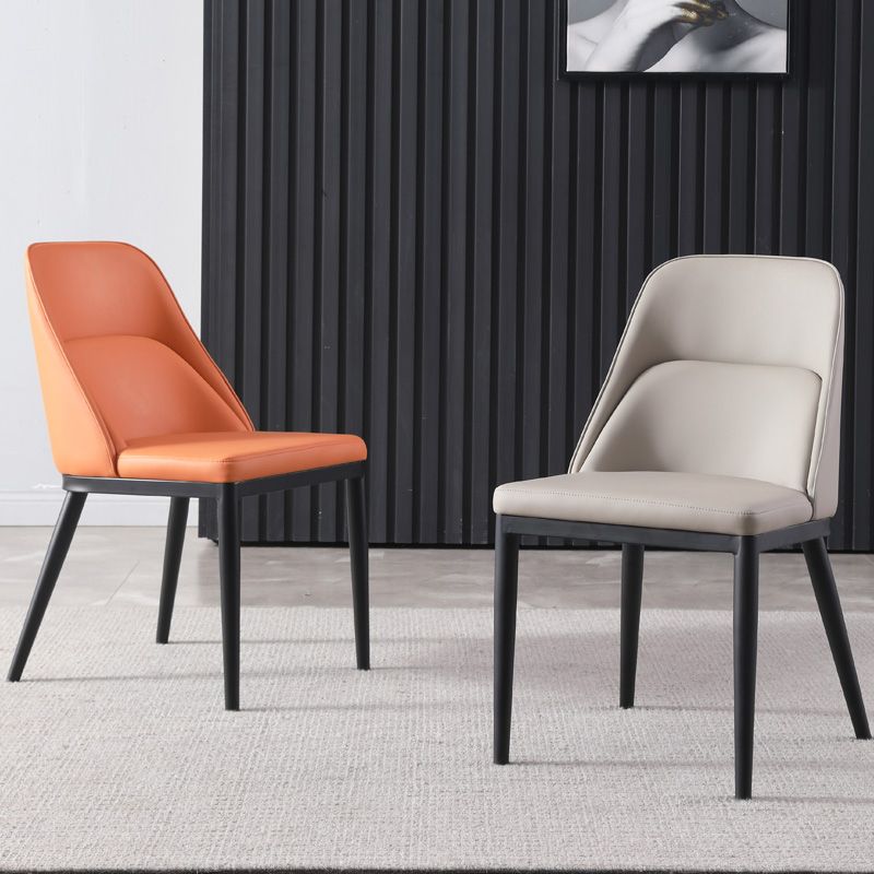 Modern Solid Back Armless Chair Leather Dining Side Chairs for Home Use