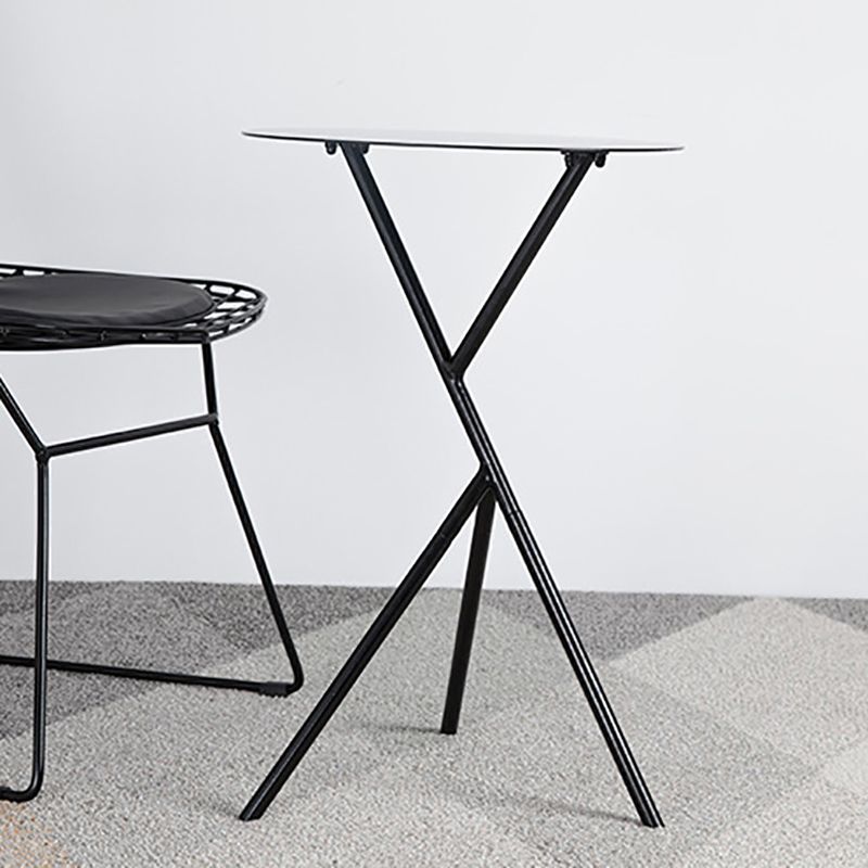 Mid-Century Round Side End Table Metal Cross Legs End Table, 22.8" Tall
