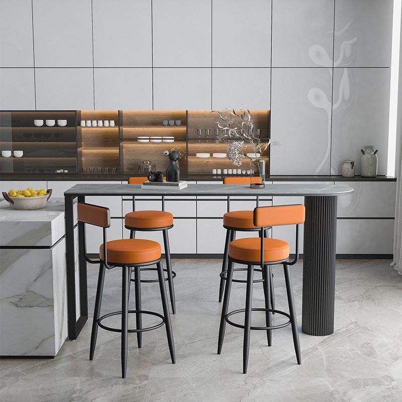 Nordic Armless Backrest Counter Stool Iron Kitchen Bar Stool with Cushion and Pedal