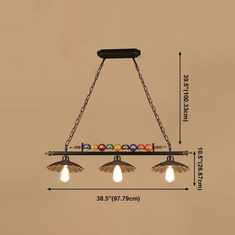 Luces de araña de araña de isla ligera de isla de estilo industrial en negro para restaurante