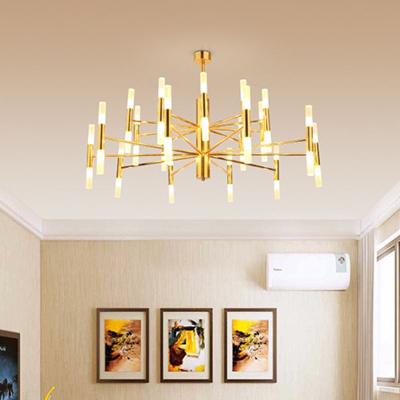 Radialförmige Wohnzimmer Deckenbeleuchtung Metallic postmoderne LED -Kronleuchterleuchte