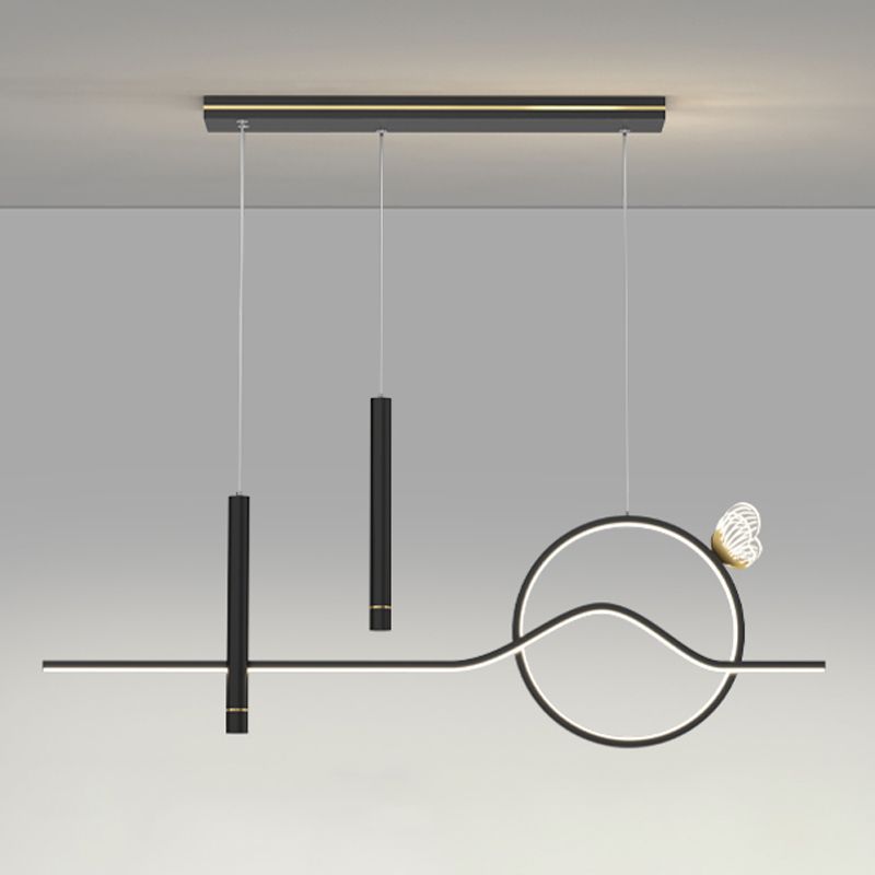 4-Light Geometric Island Lighting Fixtures Contemporary Metal Island Lighting Ideas