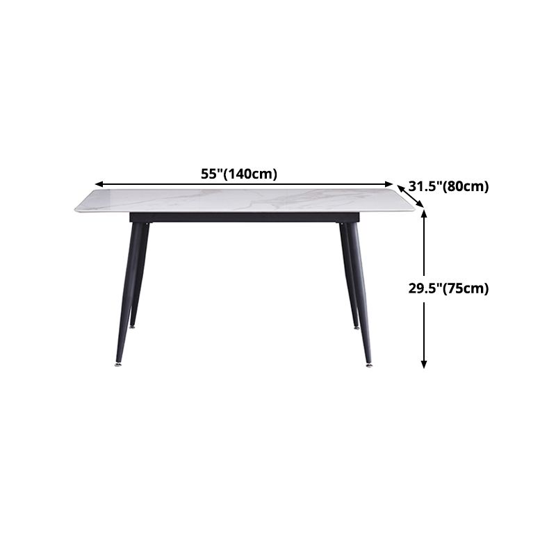 Industrial White Table for Restaurant Rectangle Dining Table with 4 Legs