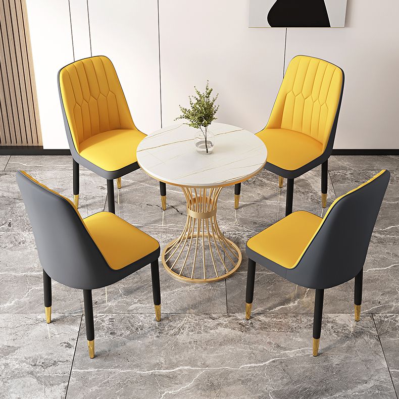 Modern Backrest Armless Cushion Chair with Metal Legs for Dining Room