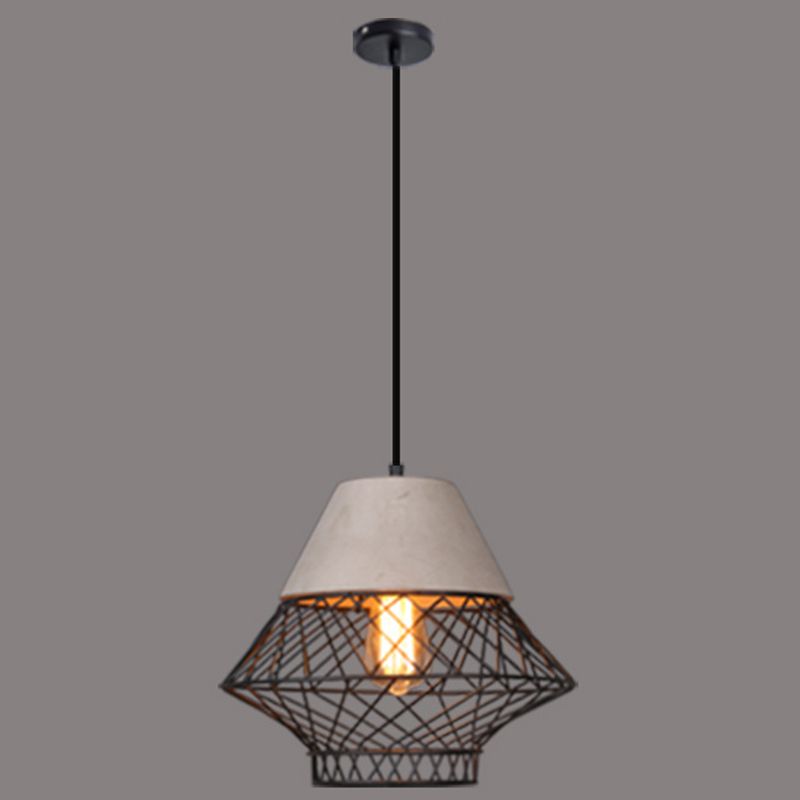 Drahtkäfig Schatten Anhänger Beleuchtung Urban Retro 1 Light Restaurant Hanging Lamp mit Zementoberteil