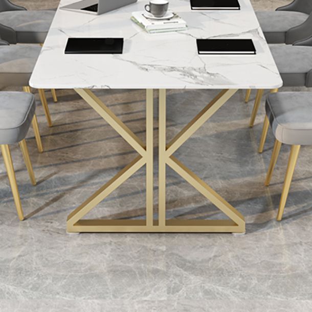 Home Office Writing Table Luxury Marble Curved Computer Desk