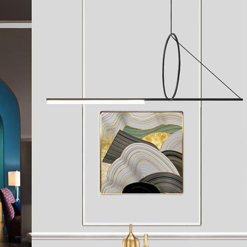 Black Geometric Island Affermazione del soffitto Minimalista in stile Minimalist Isola LED ILLUCIMAZIONE