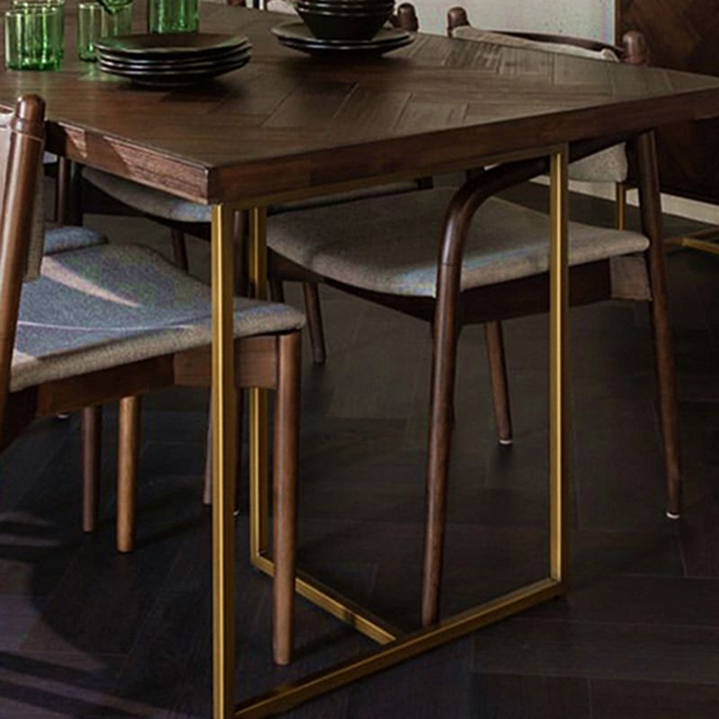 Contemporary Solid Wood Standard Dining Table Rectangle Kitchen Dining Table with Double Pedestal