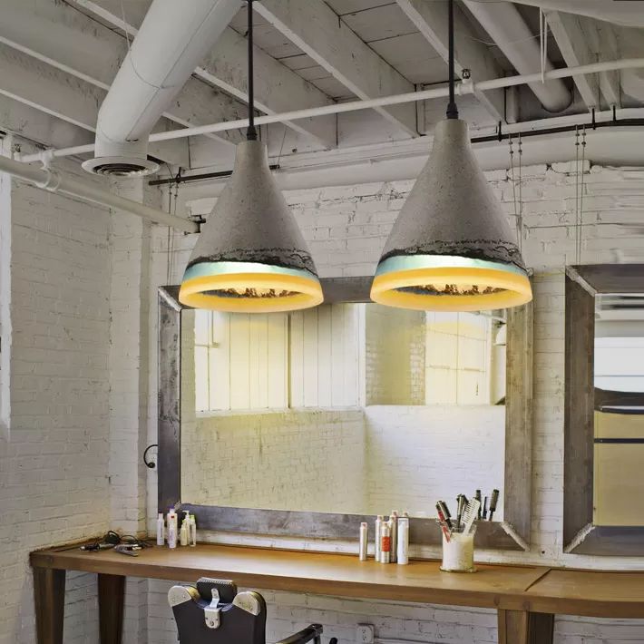 Dunkelblau/hellblau/orange Conic Anhänger hell antike Stilzement 1 Kopf Restaurant Hängende Lichtstoffe