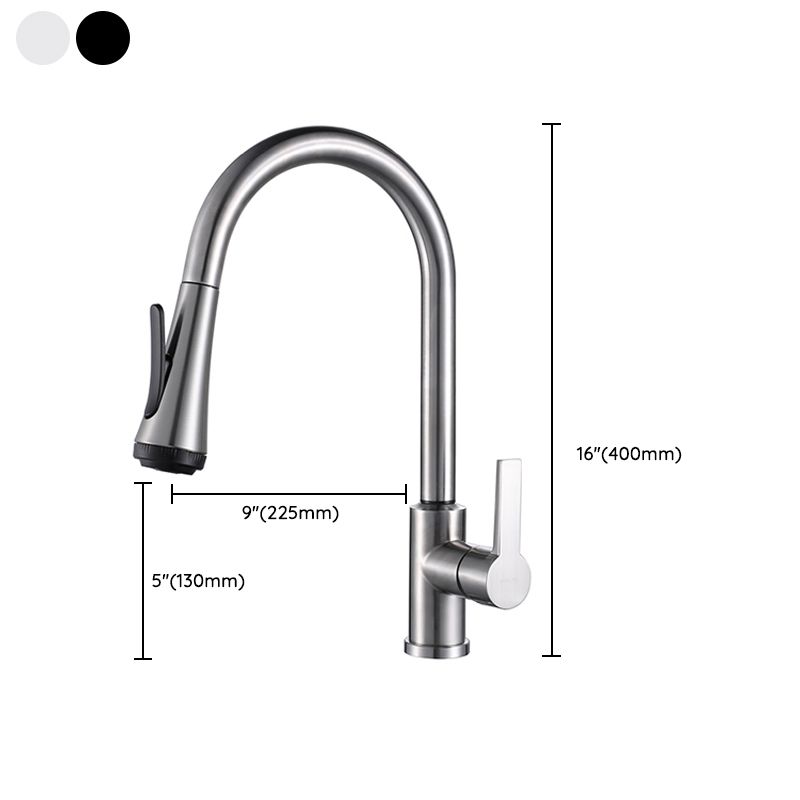 Touch Sensor Kitchen Bar Faucet Gooseneck Swivel Spout with Pull Down Sprayer