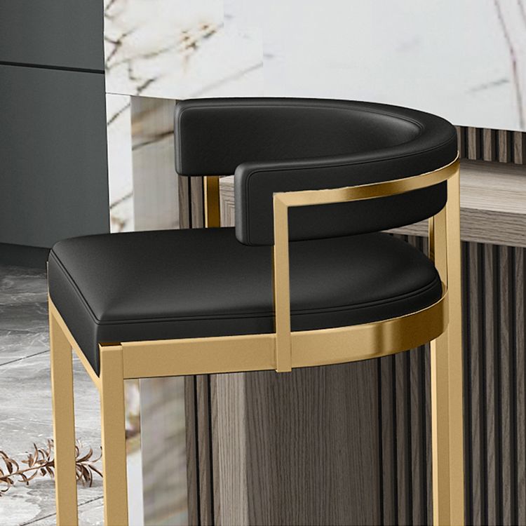 Glam Footrest Back Barstool Matte Acabado PU Cuero Matte Matte Cafetería taburete