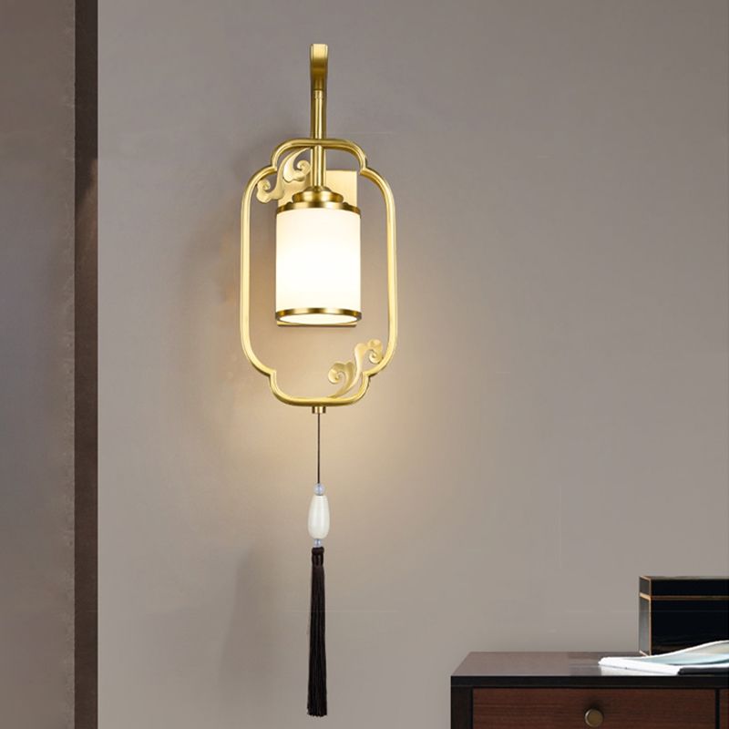Modern Simple Wall Light Cylinder Shape Wall Lamp with Glass Shade for Living Room