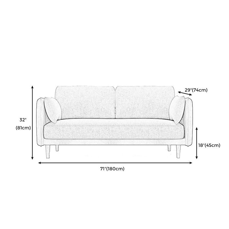Square Arm Sofa 31.89" H Scandinavian Fabric Sofa with Pillows