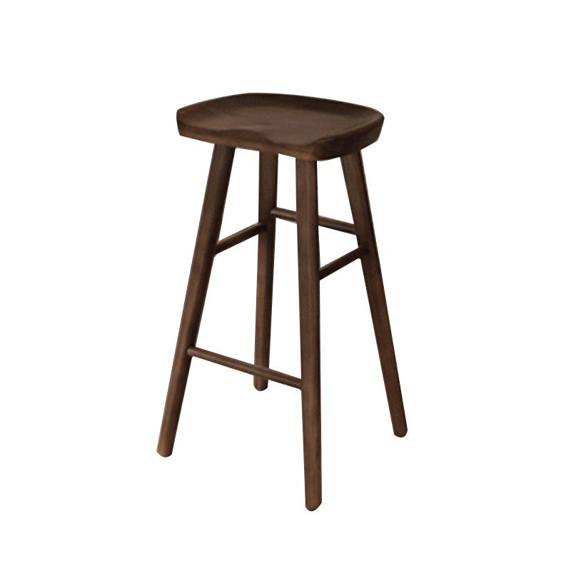 Modern Armless Backless Counter Stool Wood Bar Stool with Pedal for Indoor