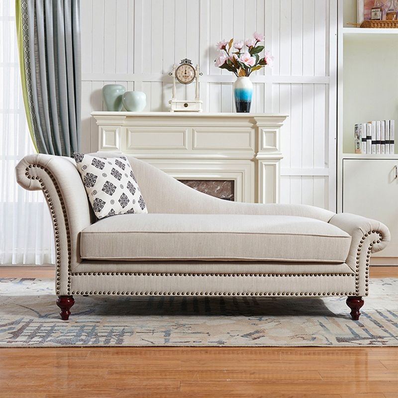 Traditional One Armed Fabric Accent Chair Rolled Arms Chaise