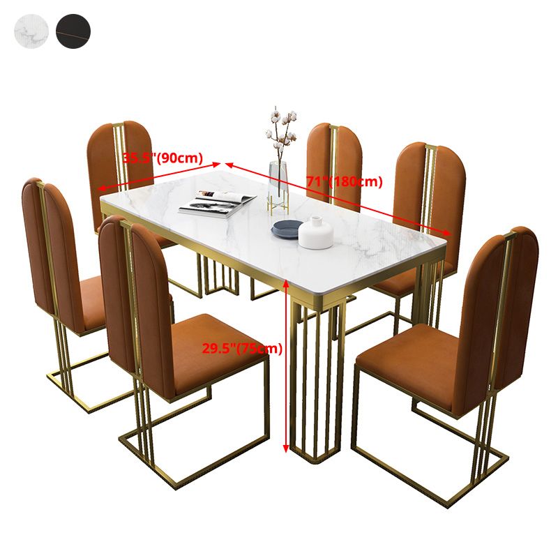 Metal Traditional Luxury Rectangle Indoor Table Marble Top Table with 4 Legs