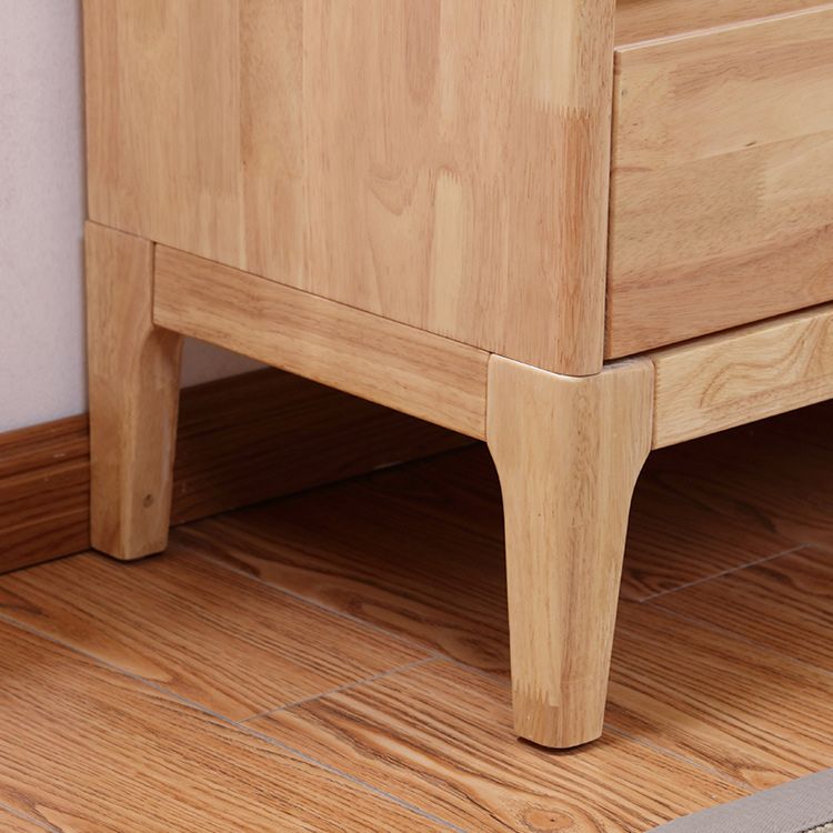 Modern Rubberwood Accent Chest with Natural Legs and Drawers