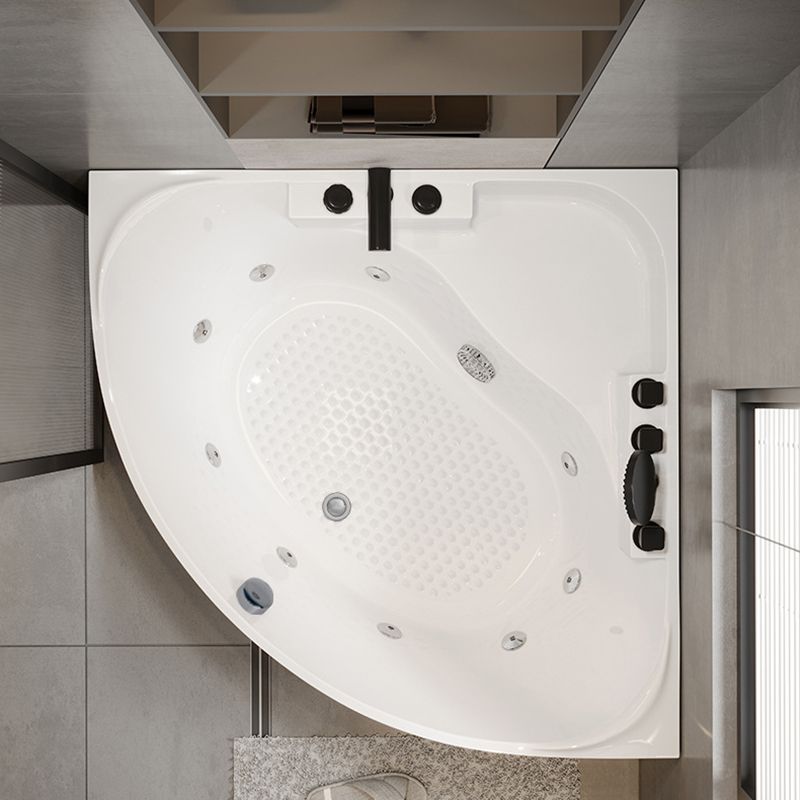 Modern Acrylic Corner Bath Soaking Seat Included Bathtub in White