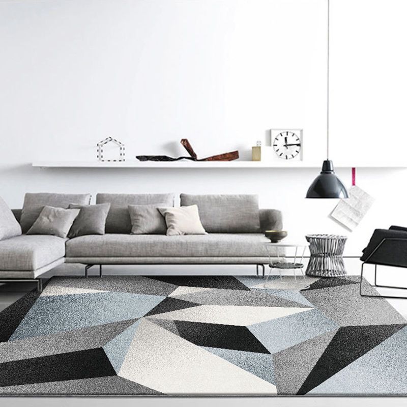 Novelty Geometric Printed Rug Multicolored Polyster Area Rug Non-Slip Backing Pet Friendly Carpet for Room