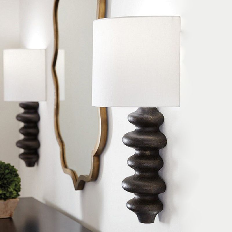 Fabric Shade Wall Mounted Sconce Modern White Shade Wall Lights for Bedroom