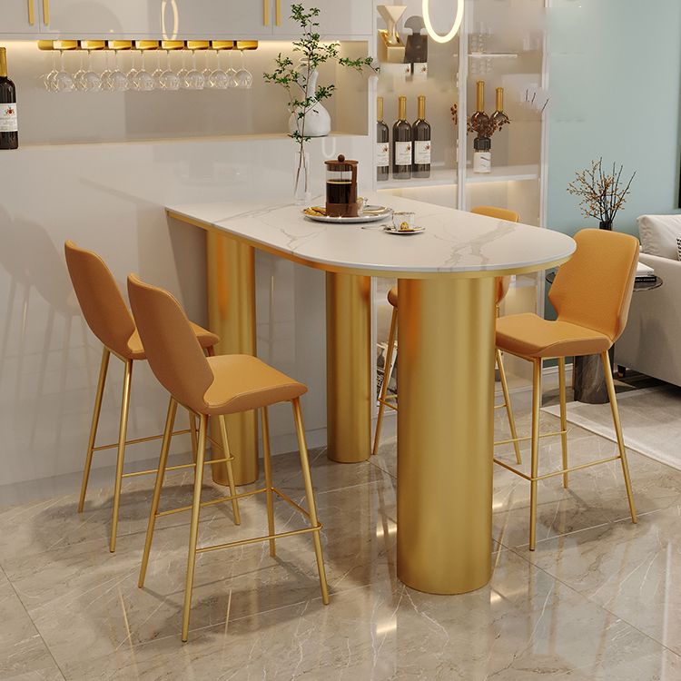Modern Stone and Iron Counter Height Table Free Form Bar Table with 3 Legs