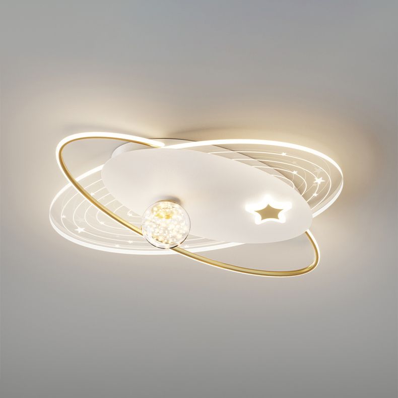 Round Shade 4-Lights Flush Mount Modern Style Flush Mount Ceiling Lighting Fixture in Gold