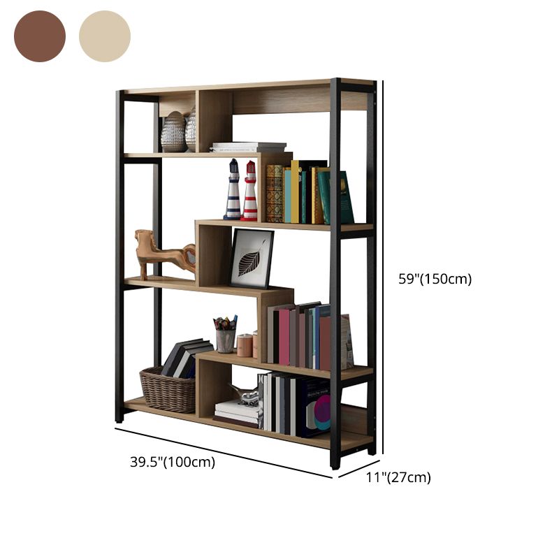 Modern Style Wood Bookcase Open Back Bookshelf for Home Office