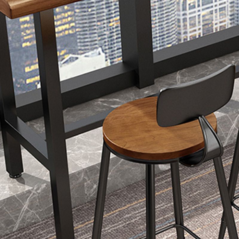 Wood Top Table Industrial Style Rectangle Pub Table for Patio Use