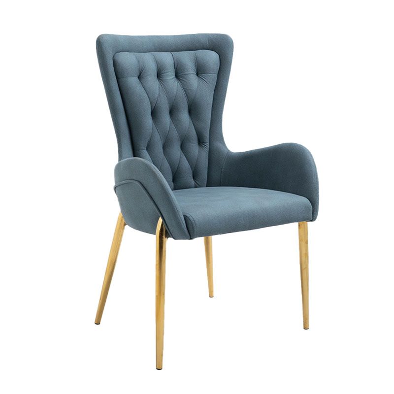 Glam Metal Arm Dining Chair Upholstered Dining Side Chair for Home Use