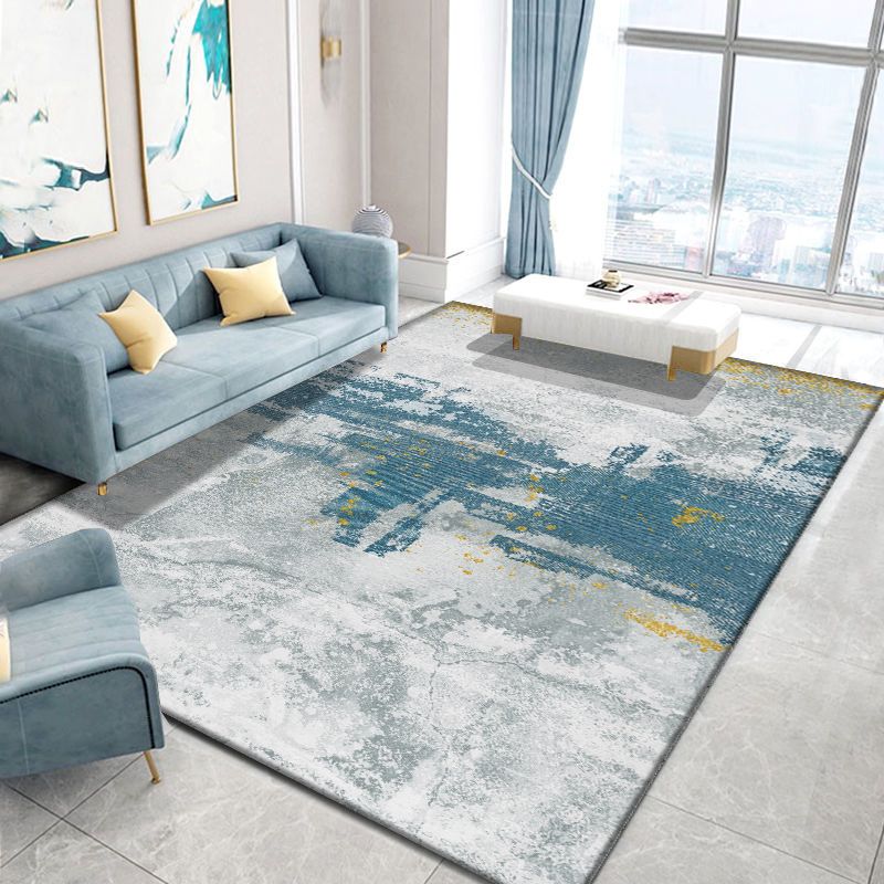 Black Modern Rug Polyester Graphic Rug Stain Resistant Rug for Home Decoration