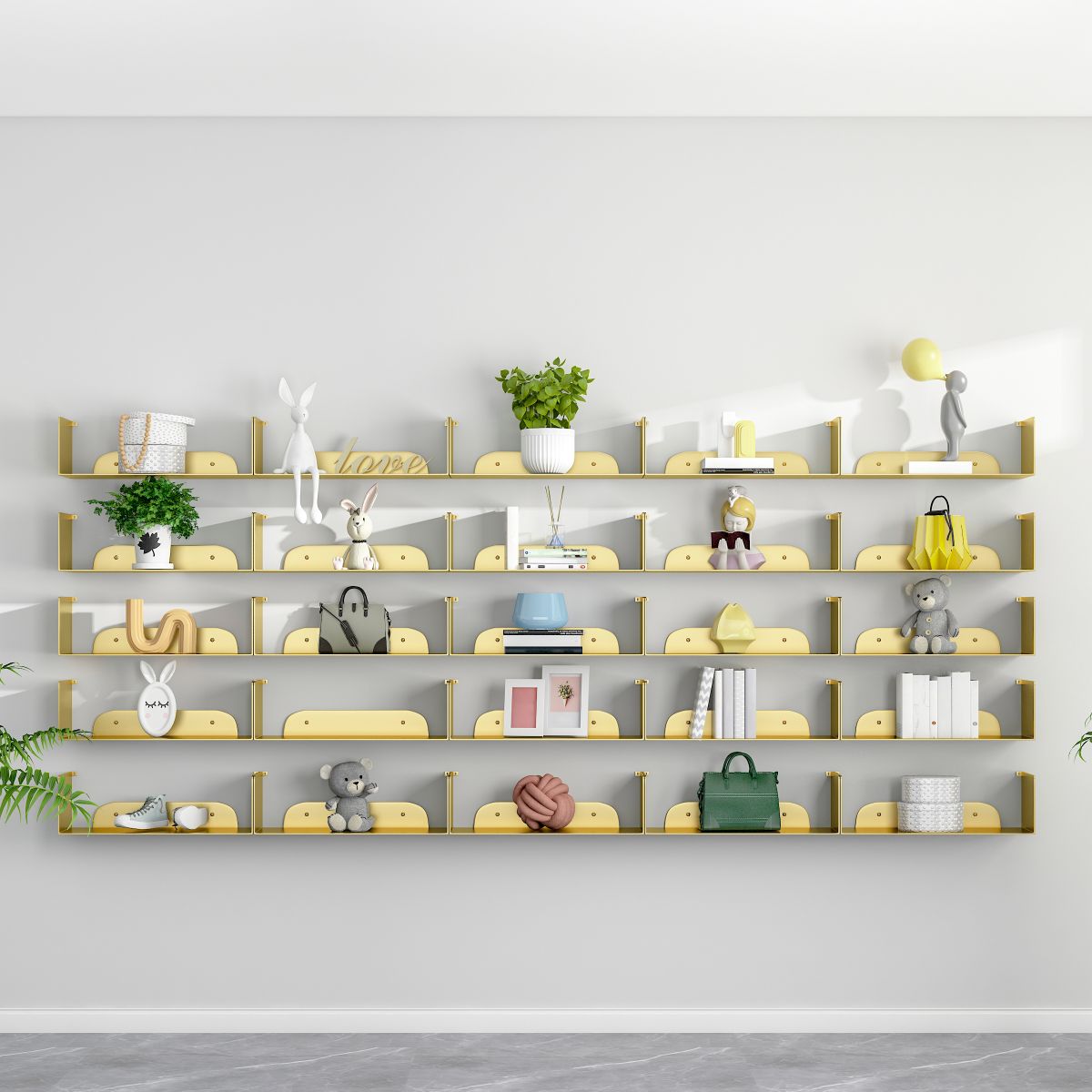 Modern Style Bookcase Metal Wall Mounted Bookshelf for Home Office