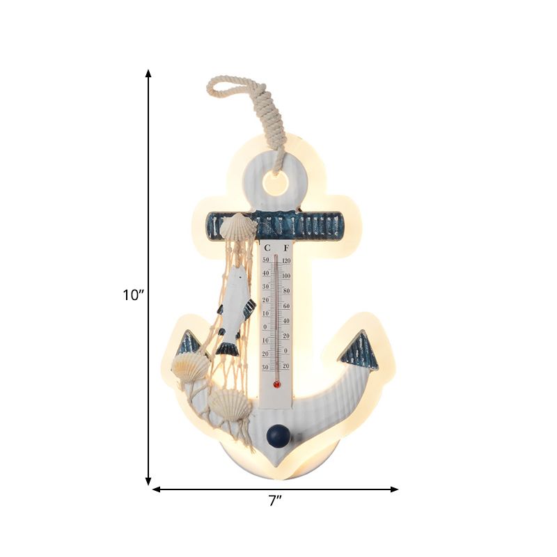 Modern Anchor Wall Light with Thermometer Acrylic White Sconce Light for Living Room