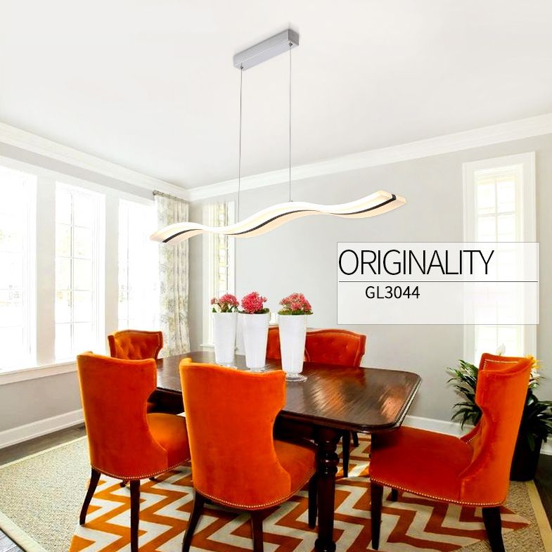 Pendante Wave Island Lights Assemblées d'éclairage de lustre en acrylique moderne pour le restaurant