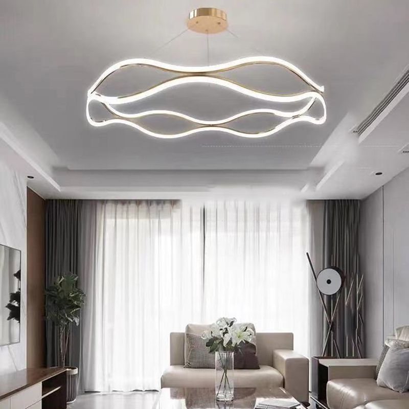 Unique Shape Chandelier Lamp Modern 2 Lights LED Hanging Light for Bedroom