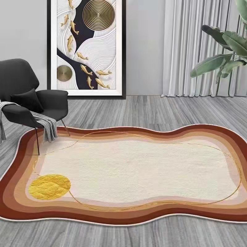 White Casual Rug Polyester Color Lump Rug Washable Rug for Drawing Room