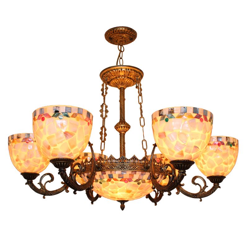 Lustre en bronze en vitrail