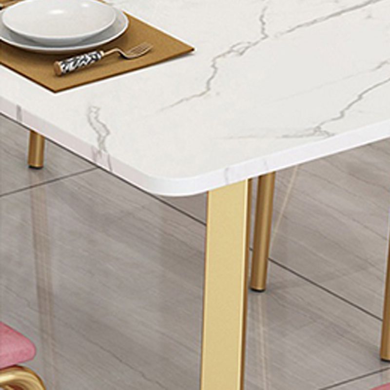 Glam Style Table Faux Marble Rectangle Table with Metal Legs for Home Use