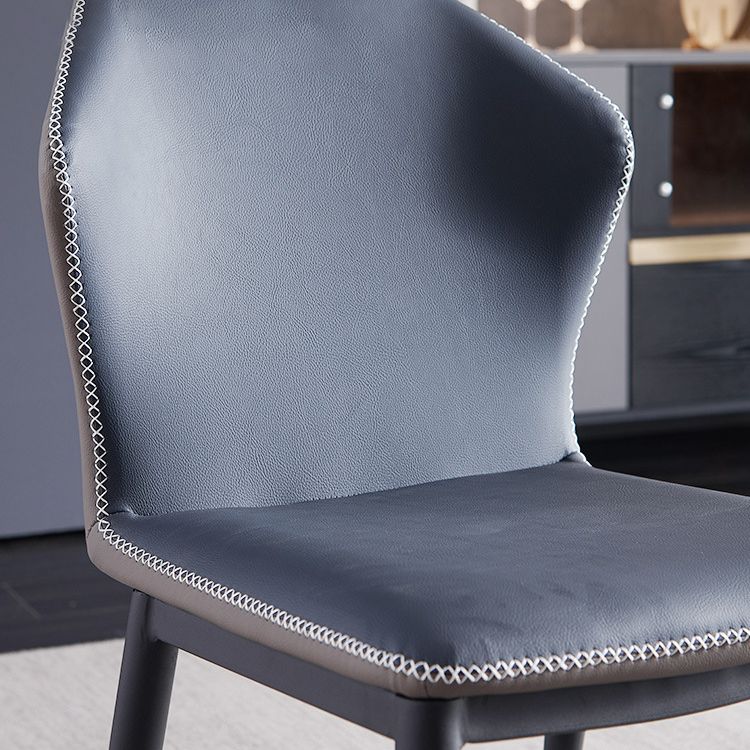 Contemporary Dining Room Chairs Matte Finish Leather Curved Parsons Side Chair
