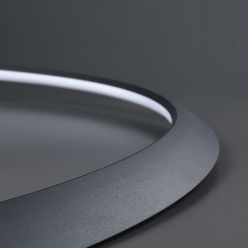 Metal Modern Chandelier Linear 1 Light LED Hanging Light in Black for Restaurant