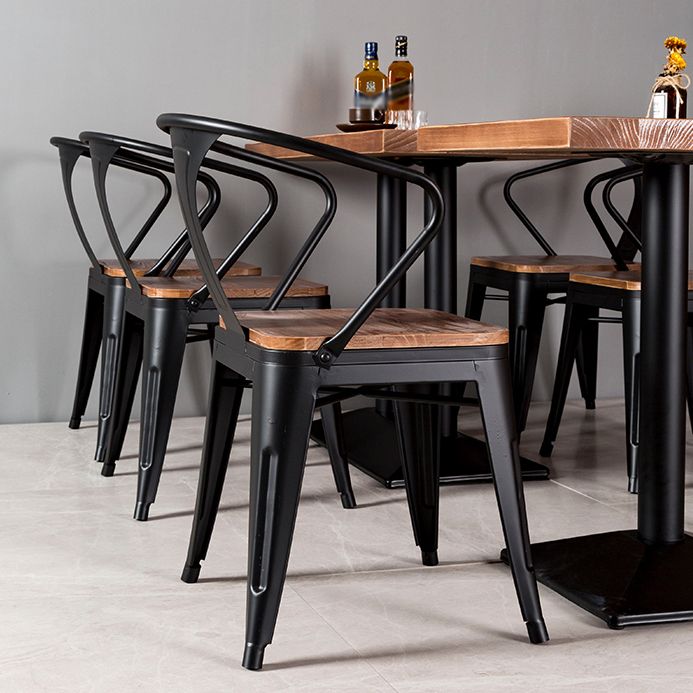 Solid Wood Industrial Style Dining Table Brown Table with Black Frame for Dinning Room