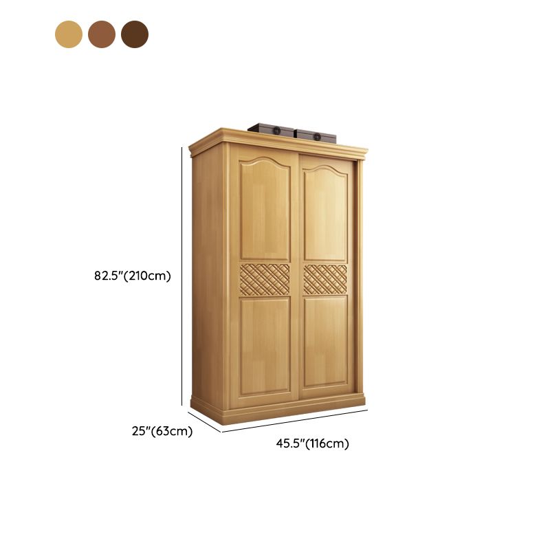 Traditional Solid Wood Wardrobe Freestanding Wardrobe Armoire with Shelves