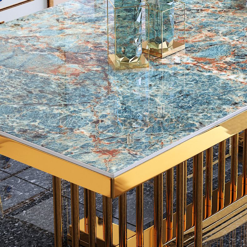 Metal Traditional Luxury Rectangle Dining Table Sintered Stone Top Table with Trestle