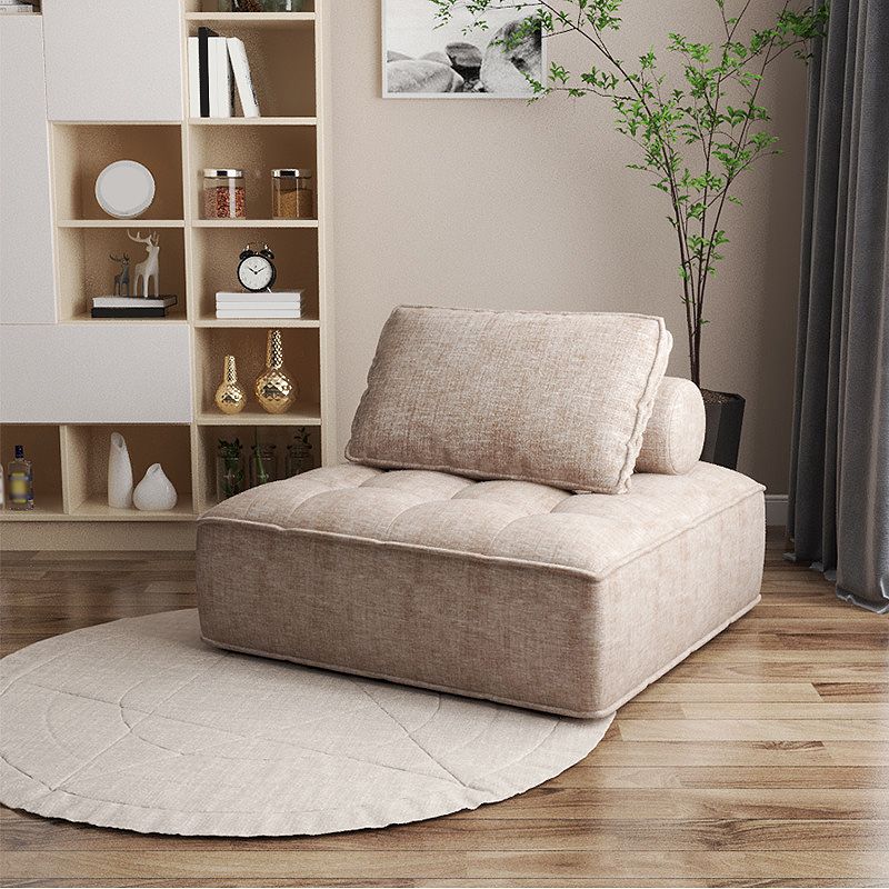 Pillow Back Armless Chair with Solid Wood Frame Accent Chair for Apartment
