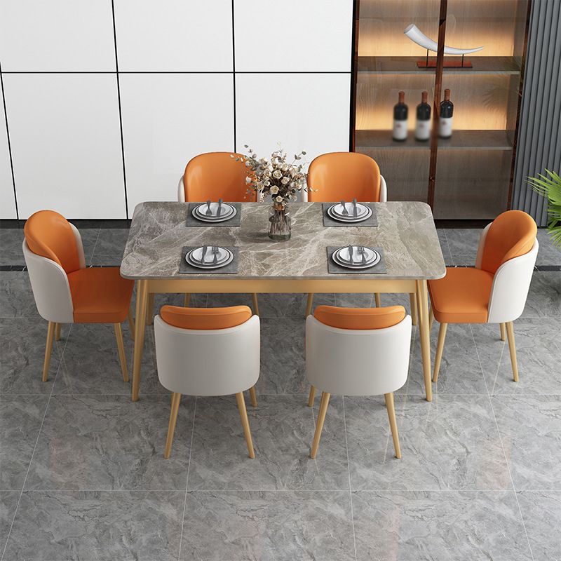 1/2/7 PCS Juego de comedor de glamour de metal con mesa de mesa rectangular
